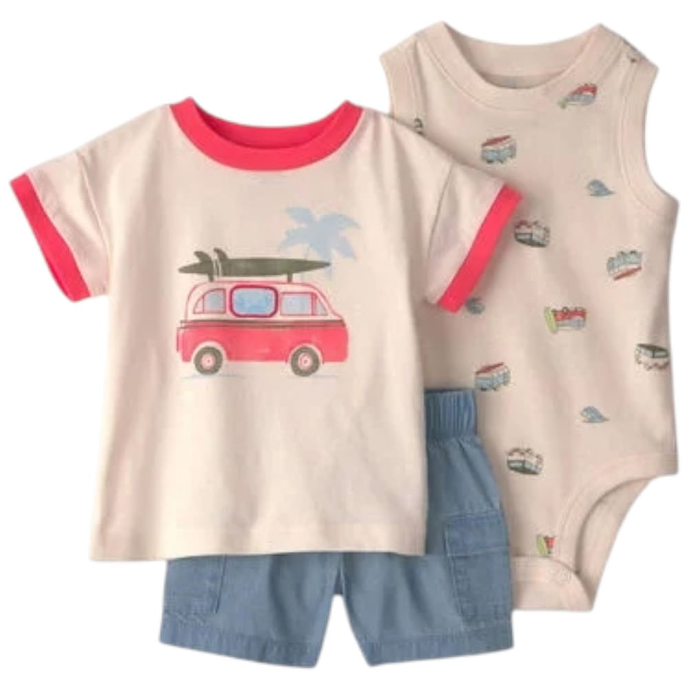 Conjunto de 3 piezas multicolor con estampado para bebé niño