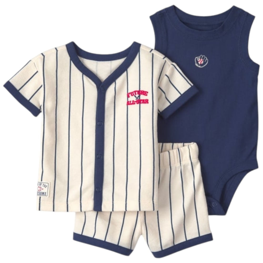 Conjunto de 3 piezas estilo béisbol para bebé niño