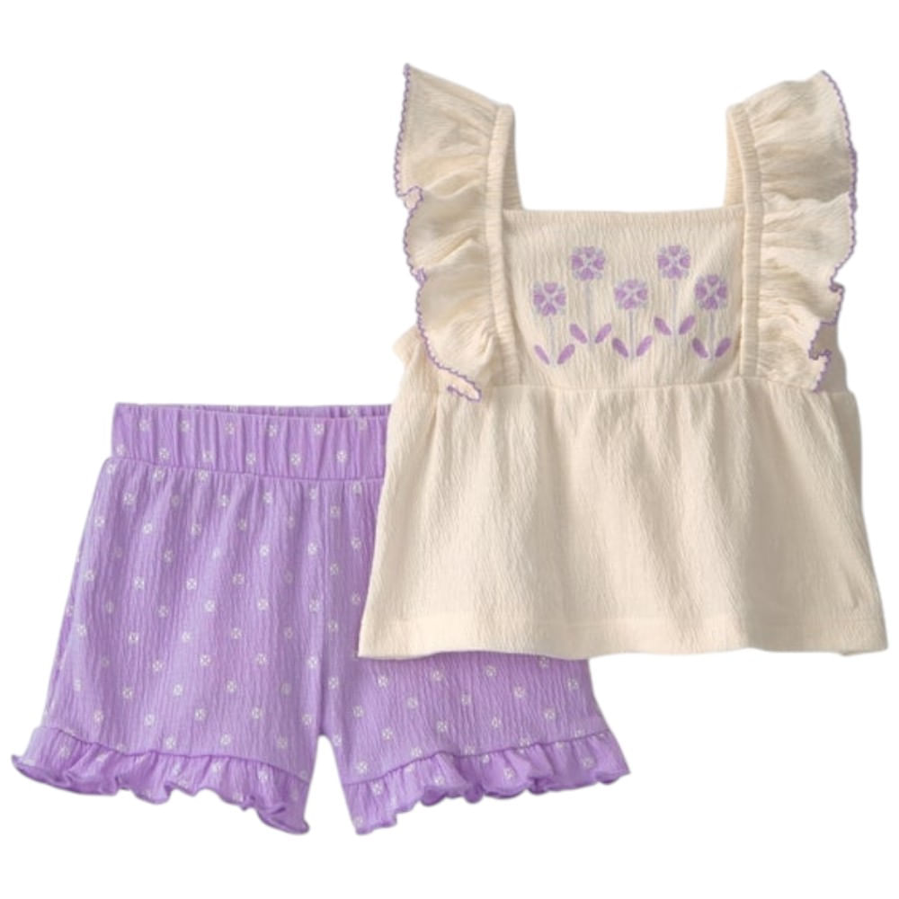Conjunto de 2 piezas con bordado floral para bebé niña