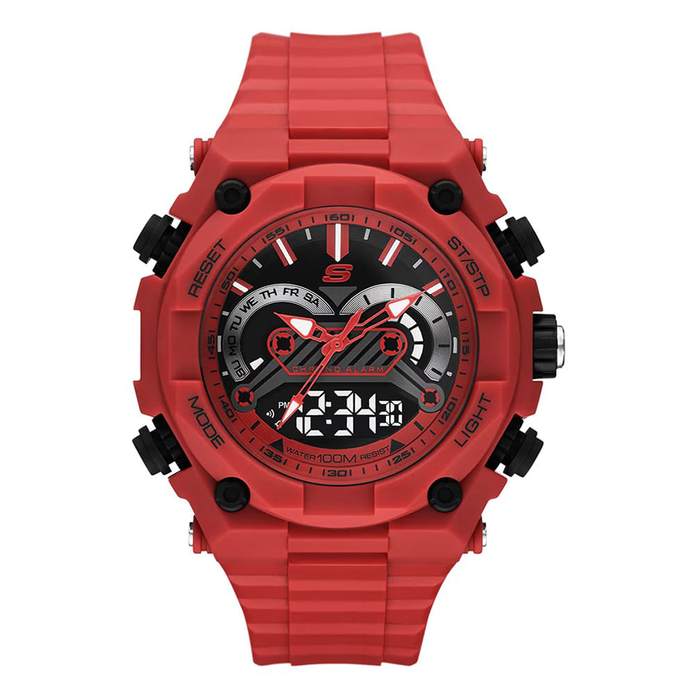 Reloj Skechers análogo digital de silicona rojo para hombre