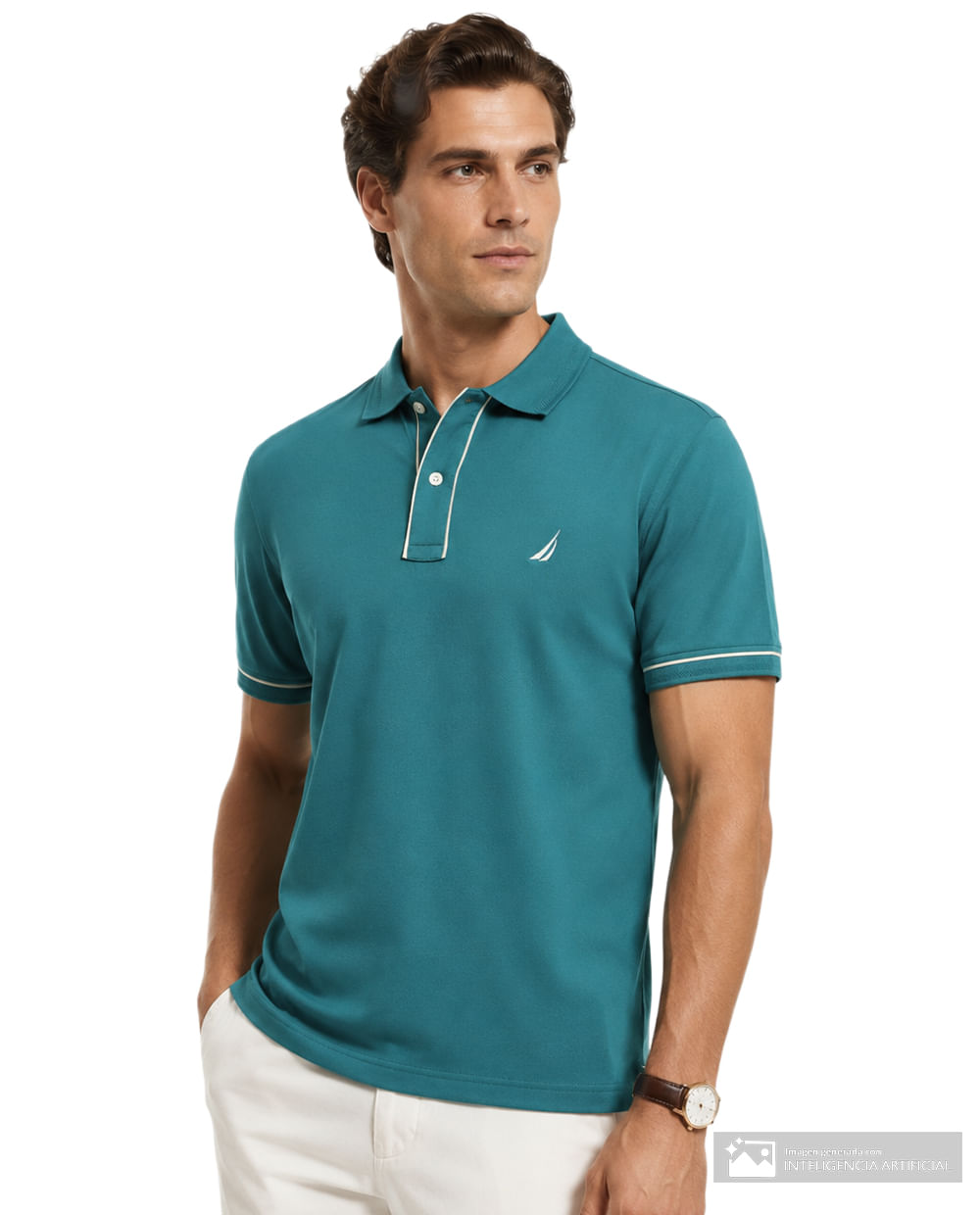 Camisa polo Nautica regular fit sólida verde para hombre POLO MODA 3BS GREEN S