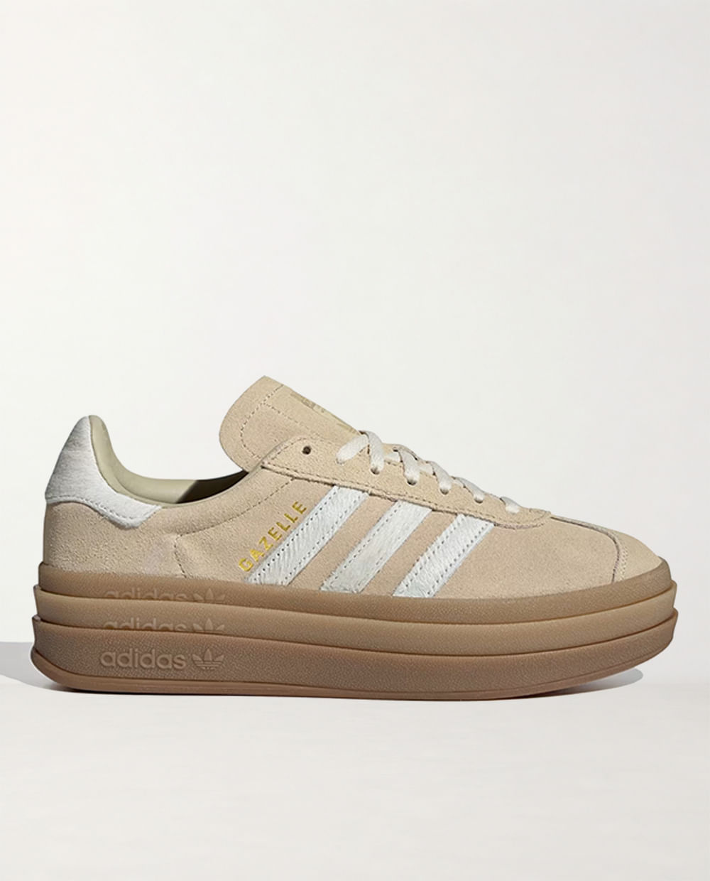 Tenis Adidas Gazelle Bold para mujer con plataforma color beige