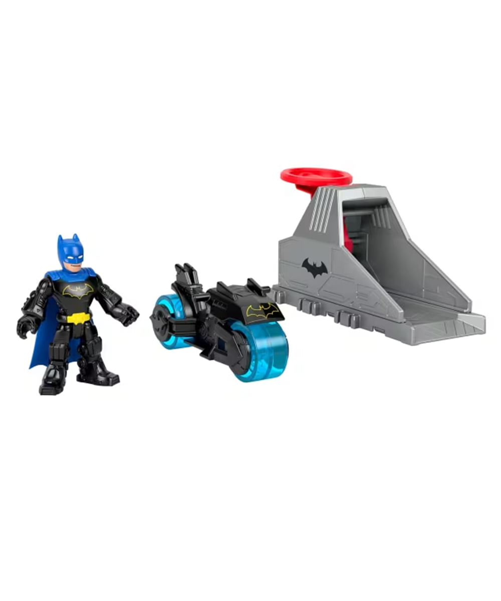 Set Lanzador Imaginext DC Super Friends con Figura de Acción de 7.6 cm, Vehículo y Base de Lanzamiento