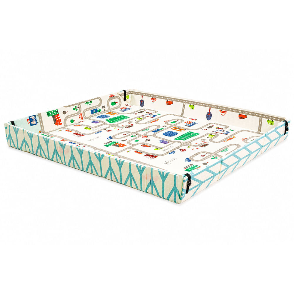 Alfombra Premium Baby plegable multicolor con estampado de ciudad
