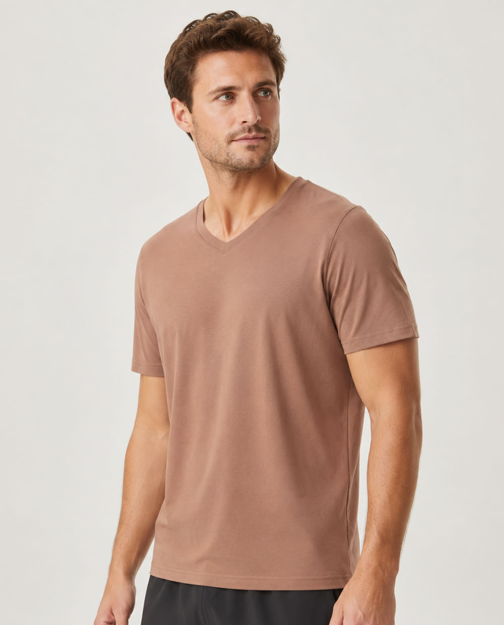 Camiseta deportiva Teammate café CAMISETA CUELLO V MOCHA MOUSSE MISC M