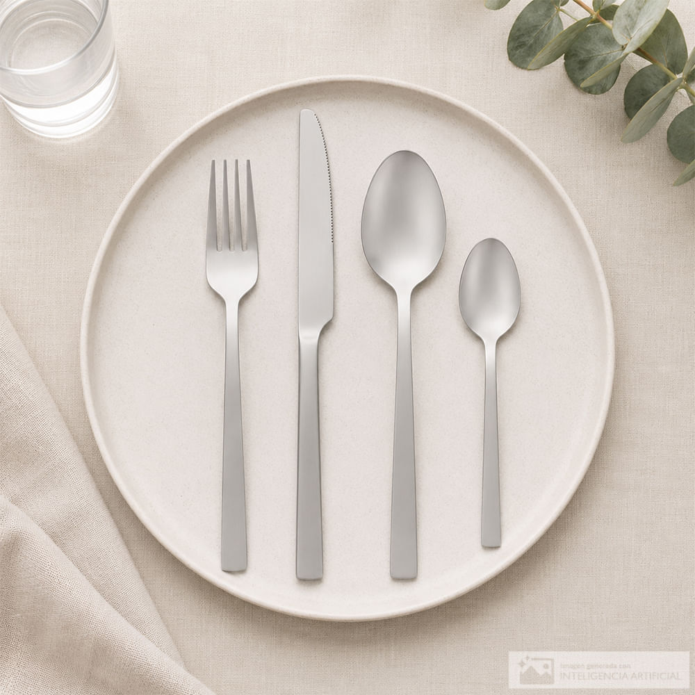 Set de cubiertos de acero inoxidable silver wide