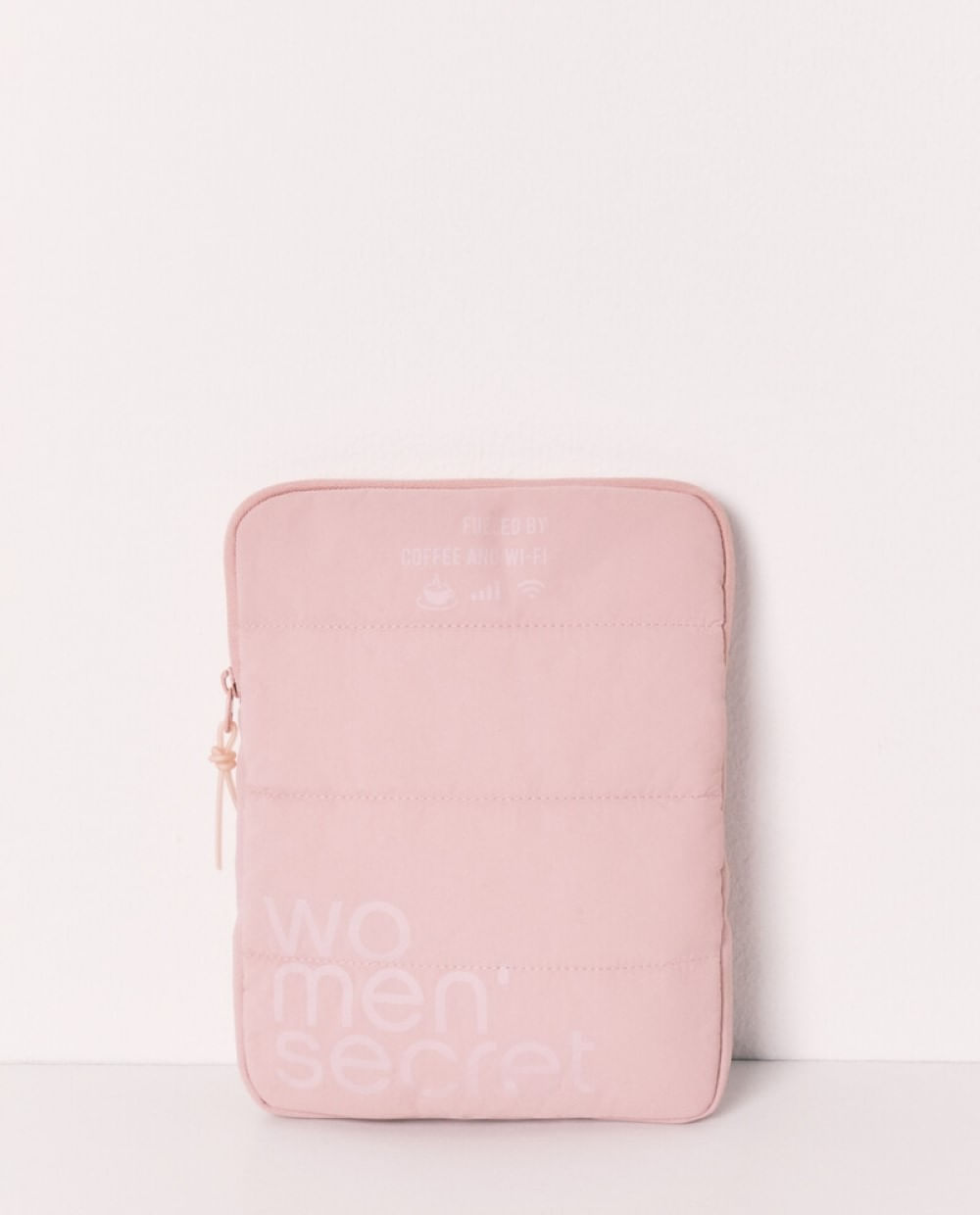 Porta laptop rosada con estampado WS