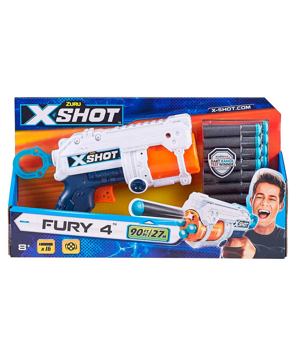 Lanzador de Dardos Zuru X-Shot Fury 4 con 16 Dardos de Espuma