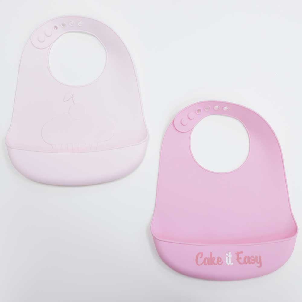 Set de 2 baberos de silicón para bebé niña