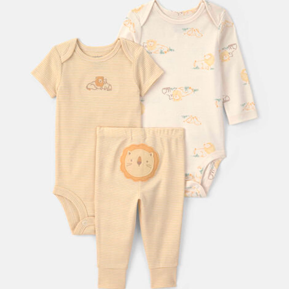 Conjunto de 3 piezas con estampado de león para bebé niño