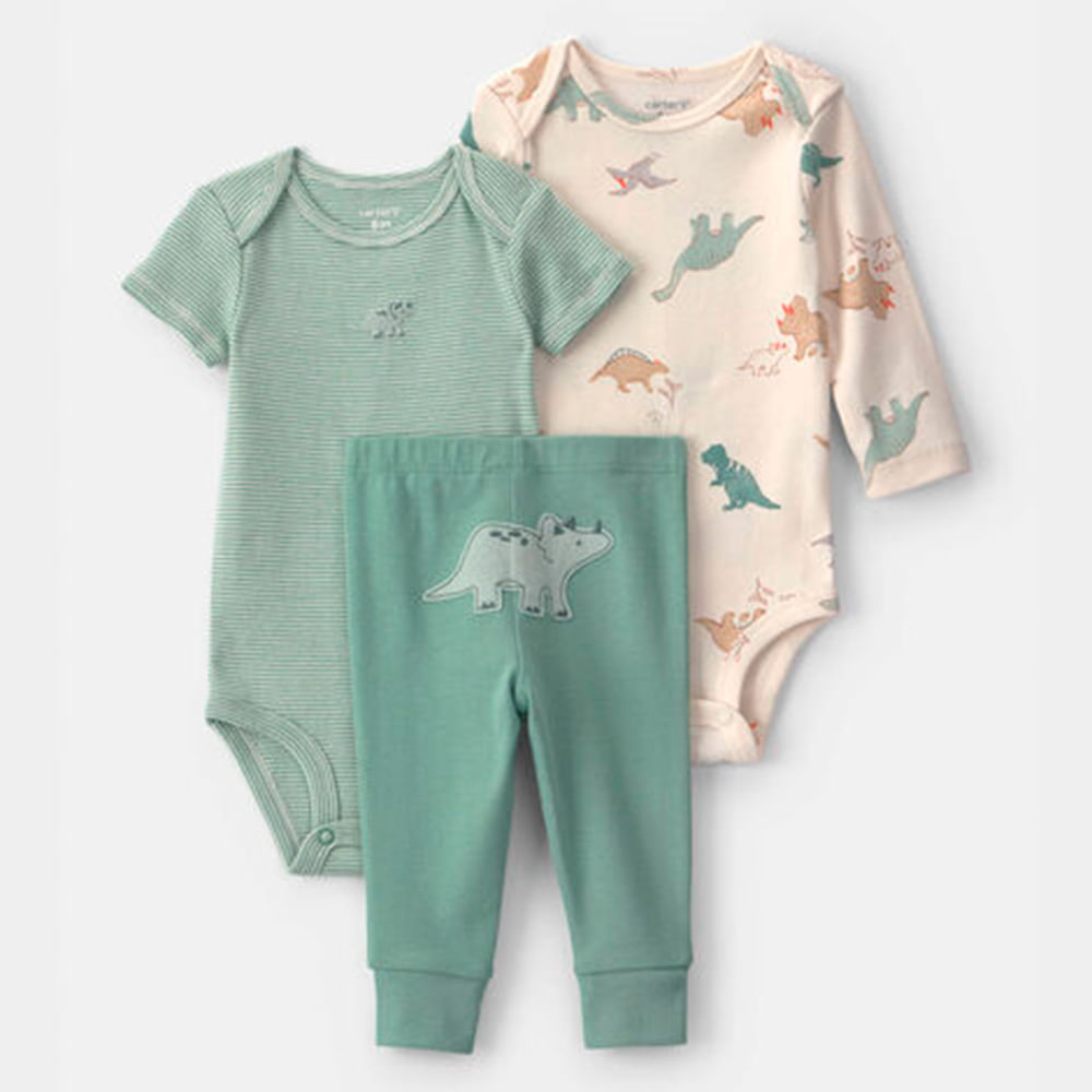 Conjunto de 3 piezas con estampado de dinosaurios para bebé niño