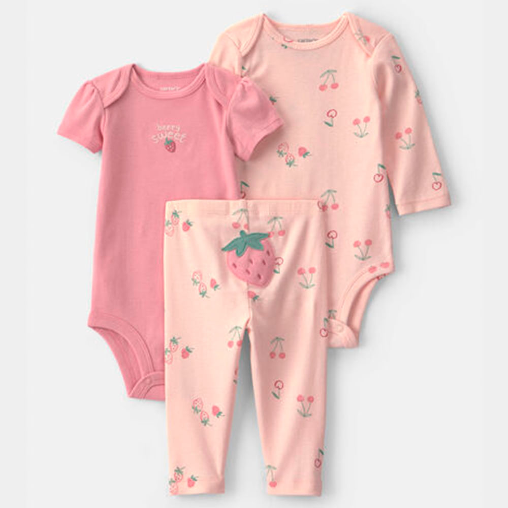 Conjunto de 3 piezas con estampado de cerezas para bebé niña