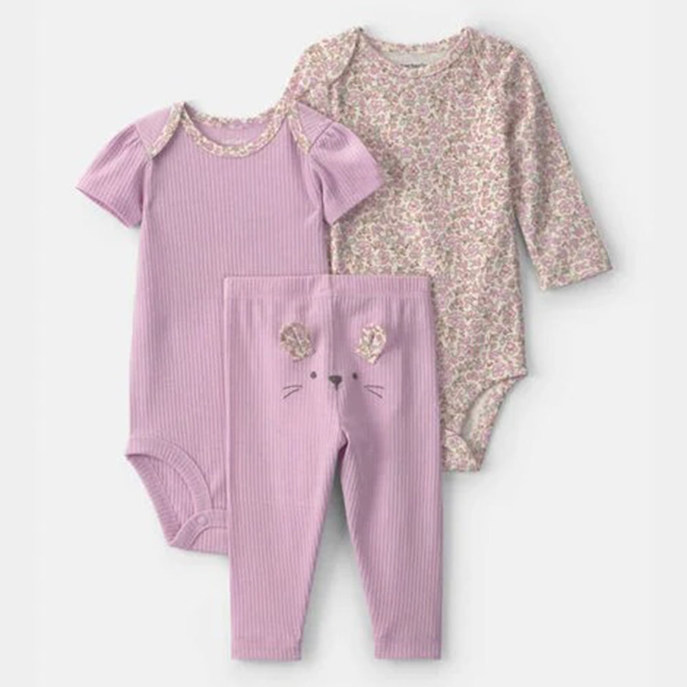 Conjunto de 3 piezas con estampado floral para bebé niña