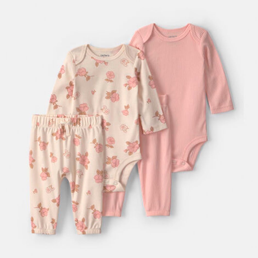 Conjunto de 3 piezas con estampado floral para bebé niña