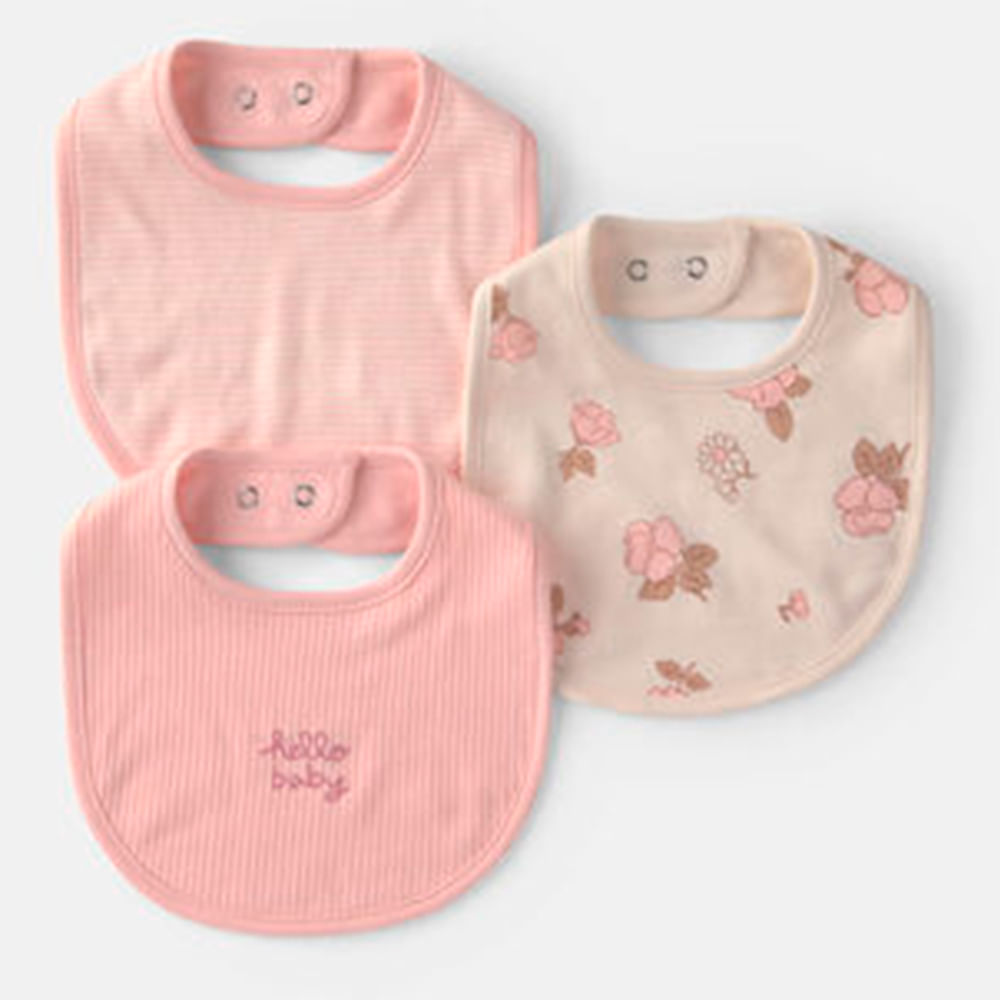Set de 3 baberos con estampado floral para bebé niña