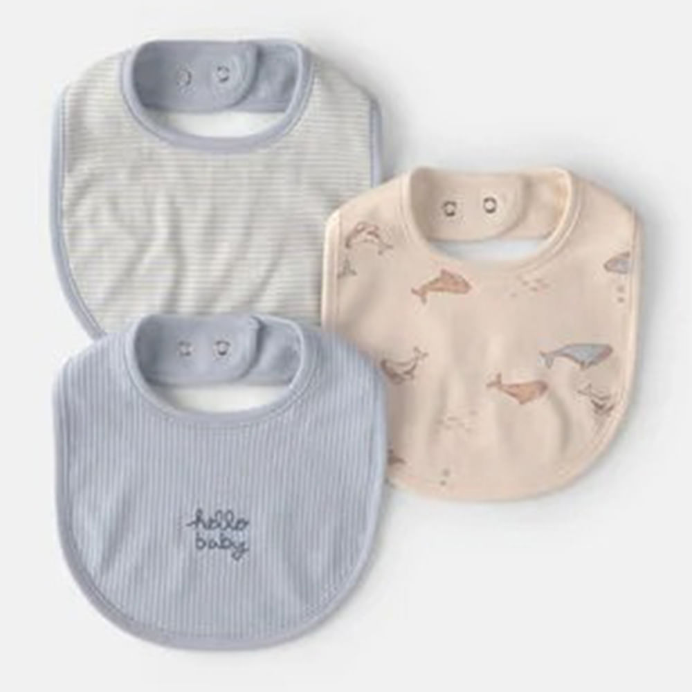 Set de 3 baberos con estampado de ballenas para bebé niño