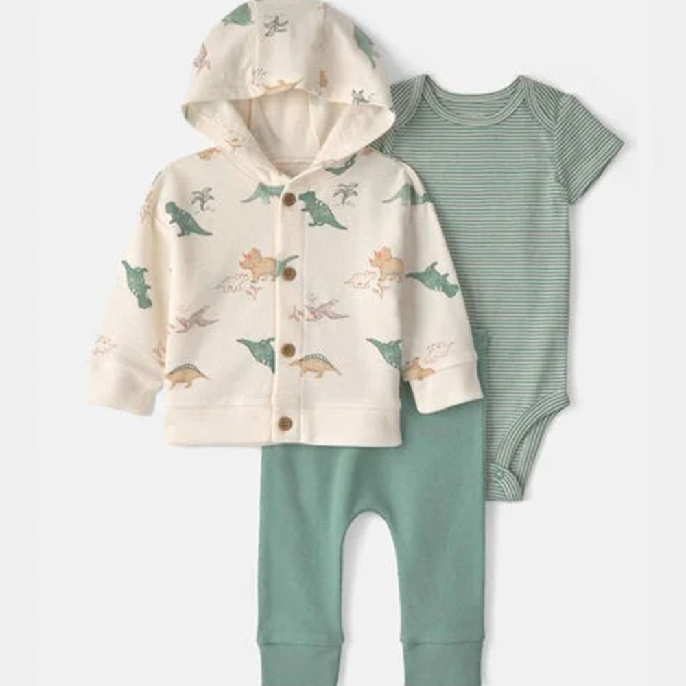 Conjunto de 3 piezas con sudadera estampada de dinosaurios para bebé niño