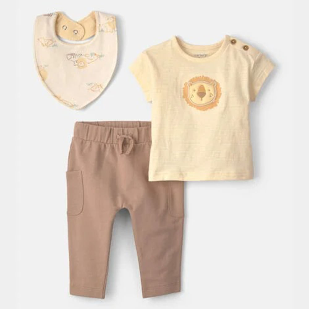 Conjunto de 3 piezas con estampado de león para bebé niño