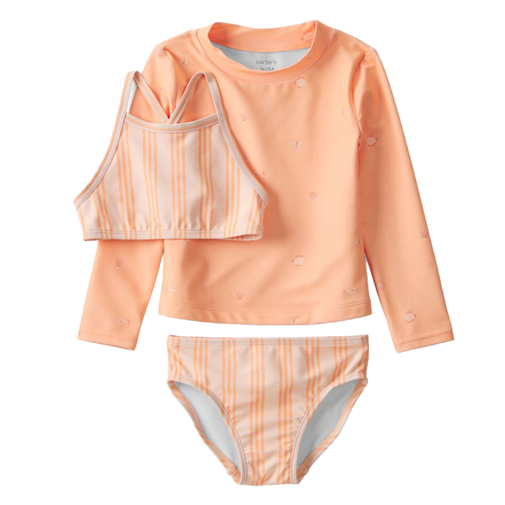 Conjunto de baño de 3 piezas coral para niña
