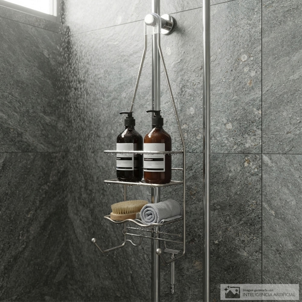 Organizador para ducha colgante plateado