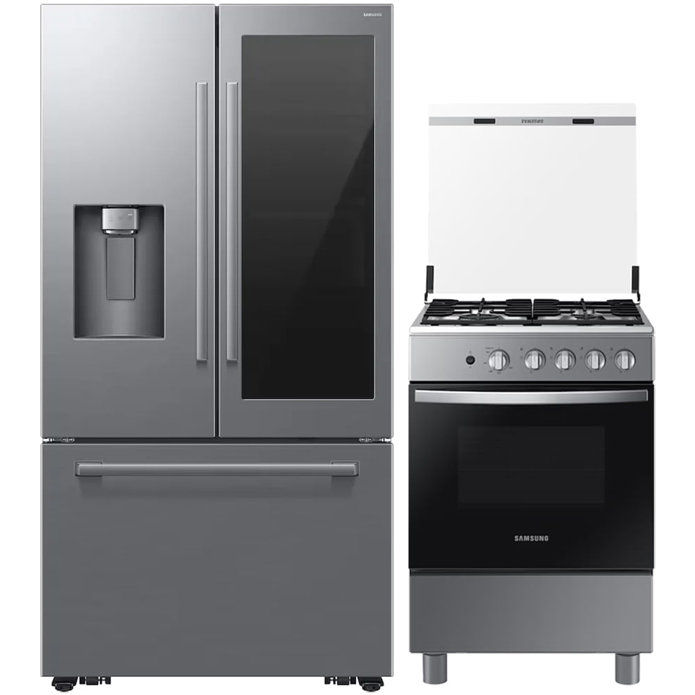 Combo Refrigeradora French door 891 l (30 pcu) Energy saver + Cocina a Gas 4 hornillas