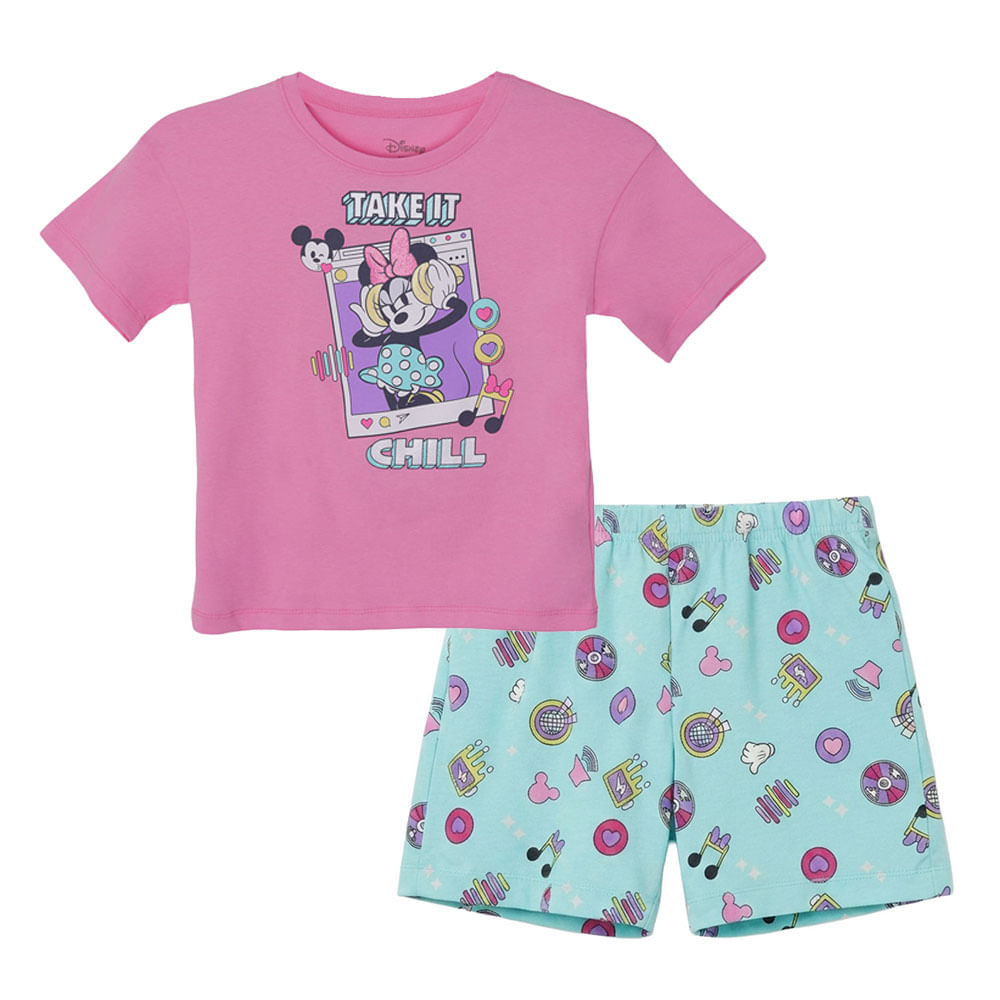 Pijama rosado con estampado de Minnie Mouse para niña