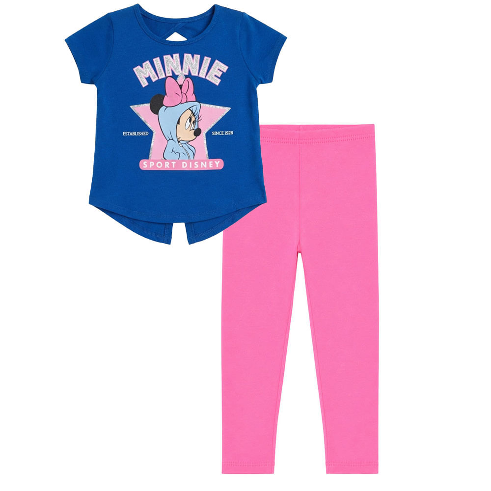 Conjunto de 2 piezas azul con estampado de Minnie Mouse para niña