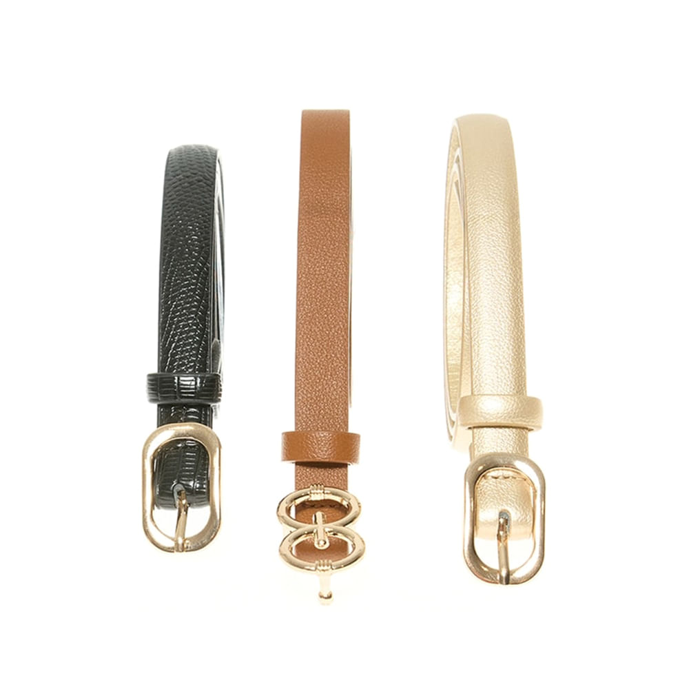 Set de cinchos Sfera delgados café para mujer