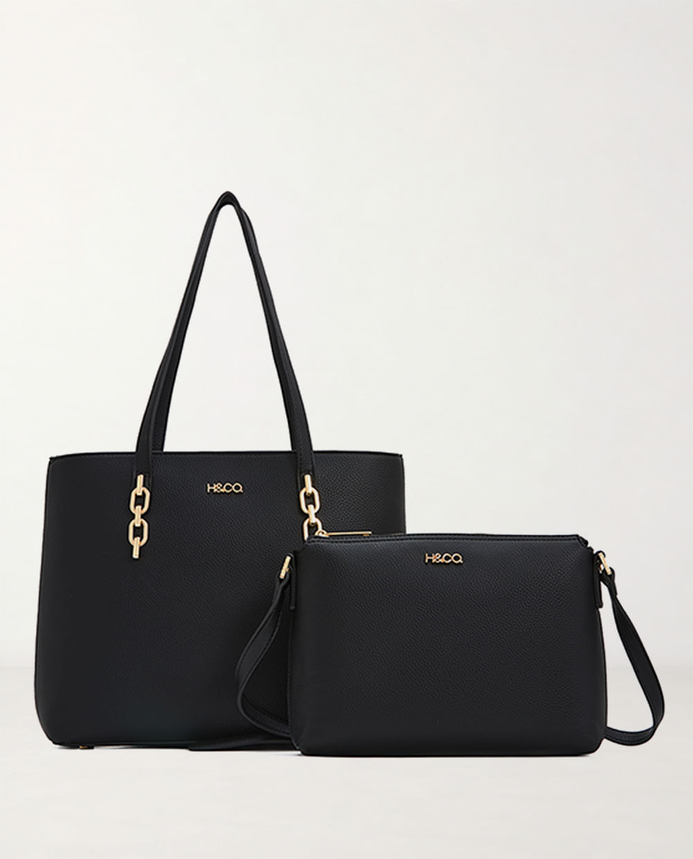 Dúo cartera tote y crossbody H&Co texturizadas negro