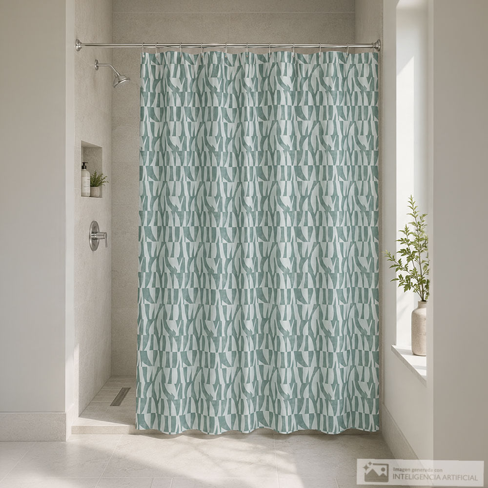 Cortina para baño diseño tribal verde