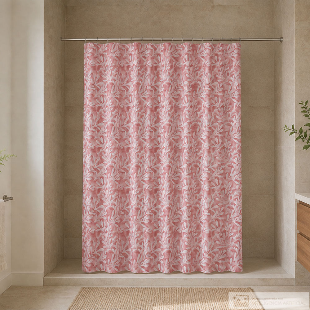 Cortina para baño diseño hojas óxido
