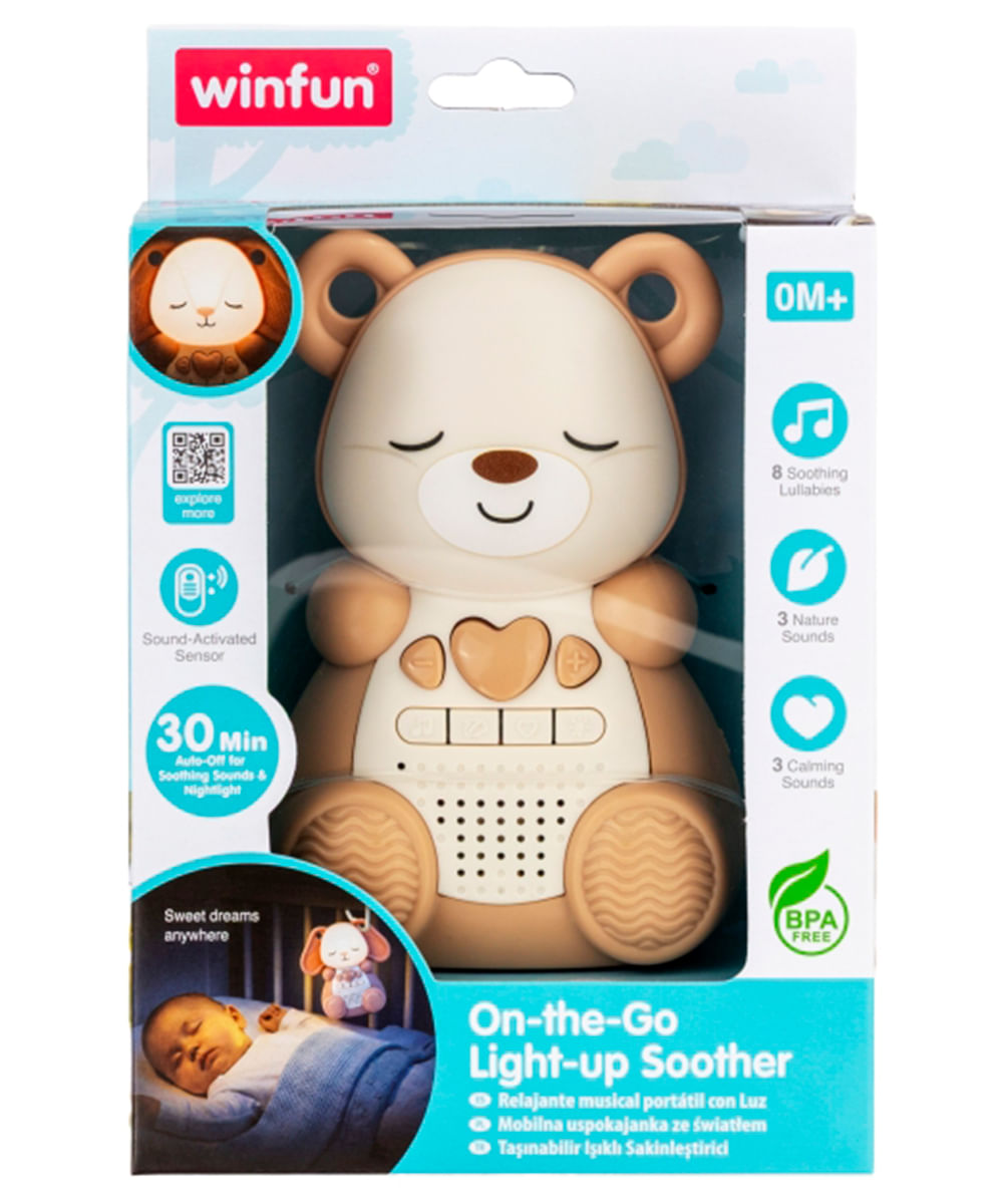 Relajante Musical Portátil Winfun Osito con Luz, Sonidos y Sensor
