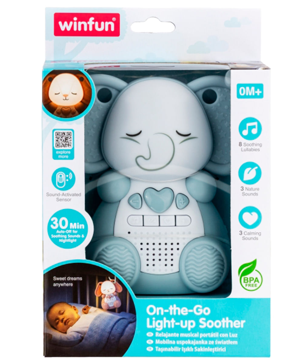 Relajante Musical Portátil Winfun Elefante con Luz, Sonidos y Sensor
