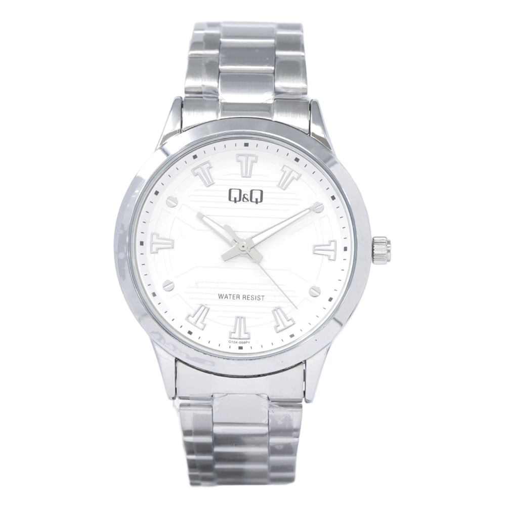Reloj Q&Q análogo de metal plateado para hombre