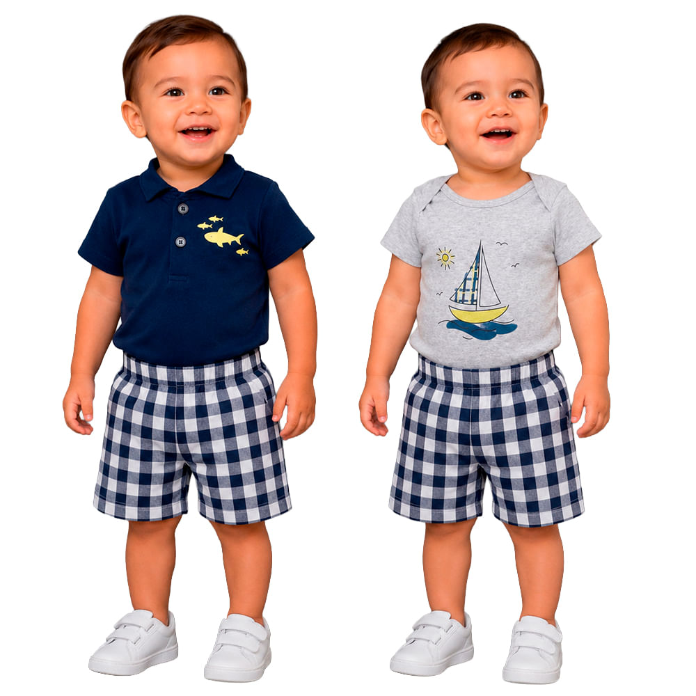 Conjunto de 3 piezas con estampado marino para bebé niño