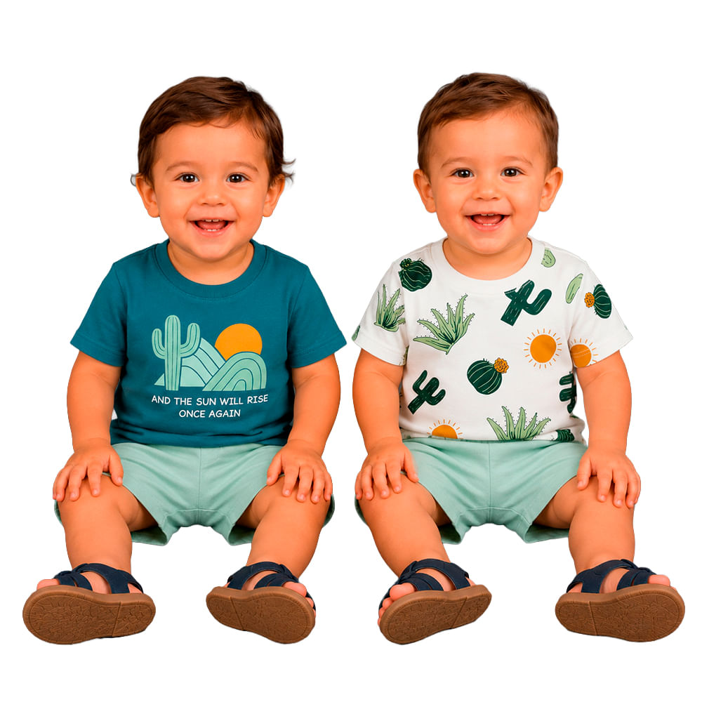 Conjunto de 3 piezas bicolor con estampado desértico para niño
