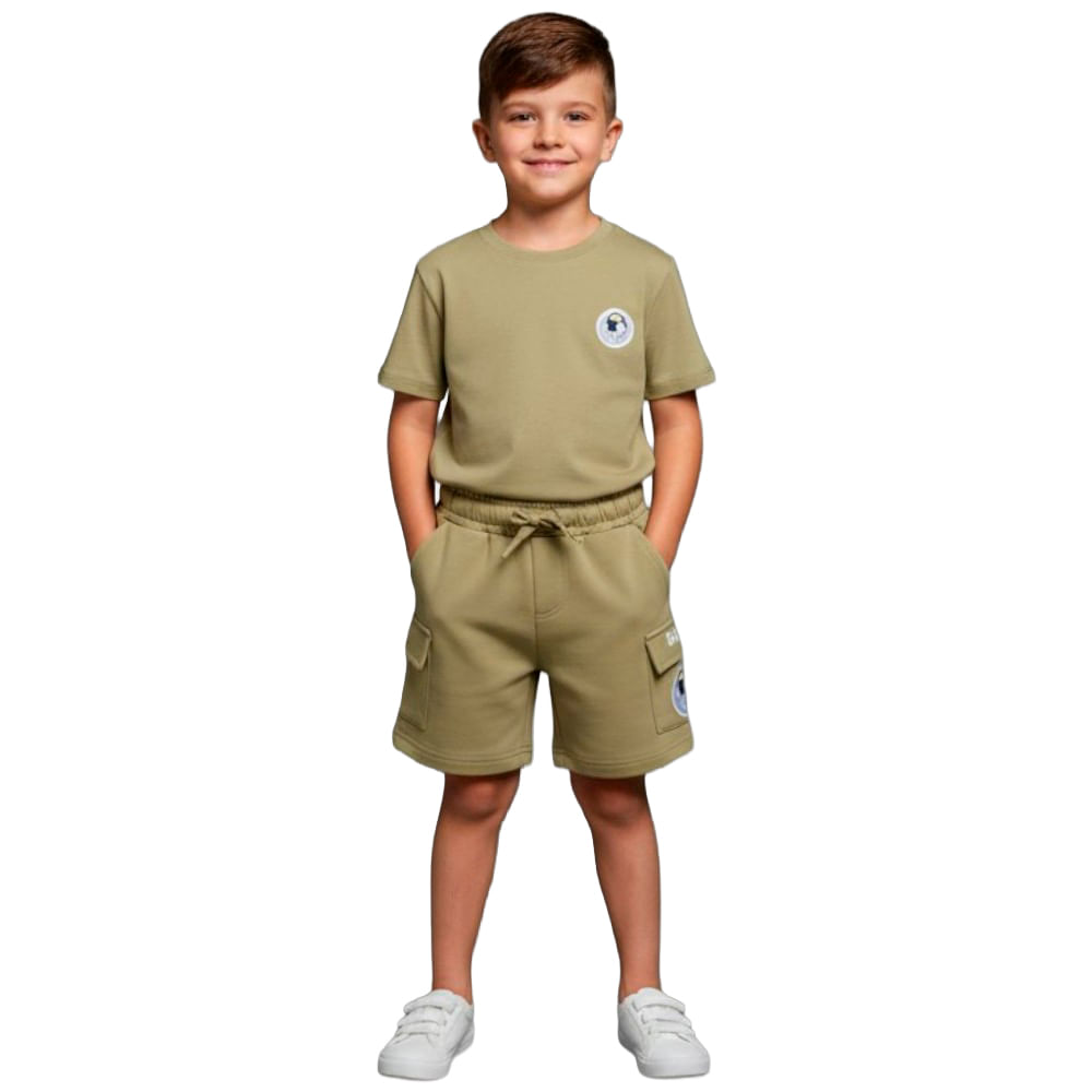 Short verde cargo con bordado de Bluey para niño
