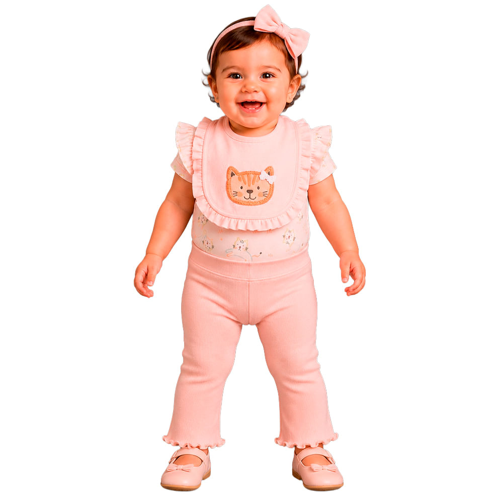 Conjunto de 4 piezas con estampado de gatitos para bebé niña