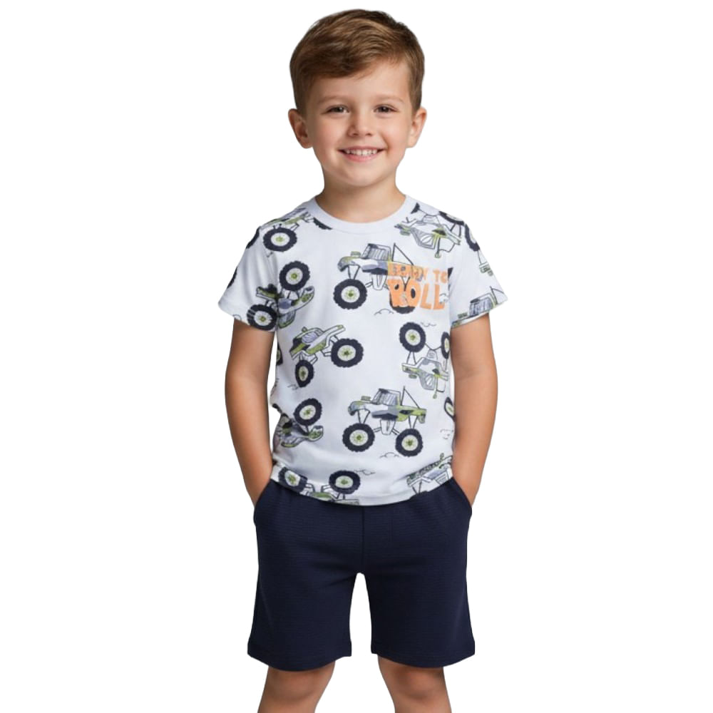 Conjunto de 2 piezas con estampado de vehiculo para niño