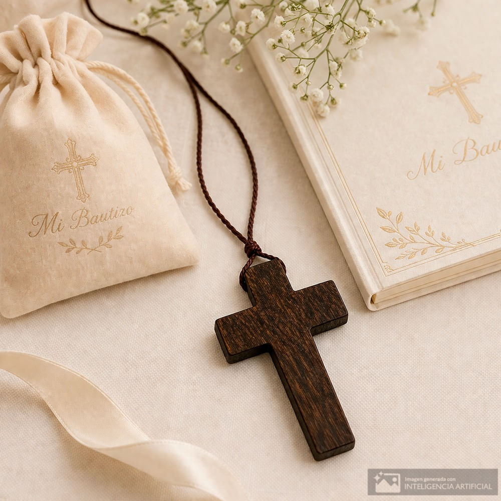 Cruz de madera con pita