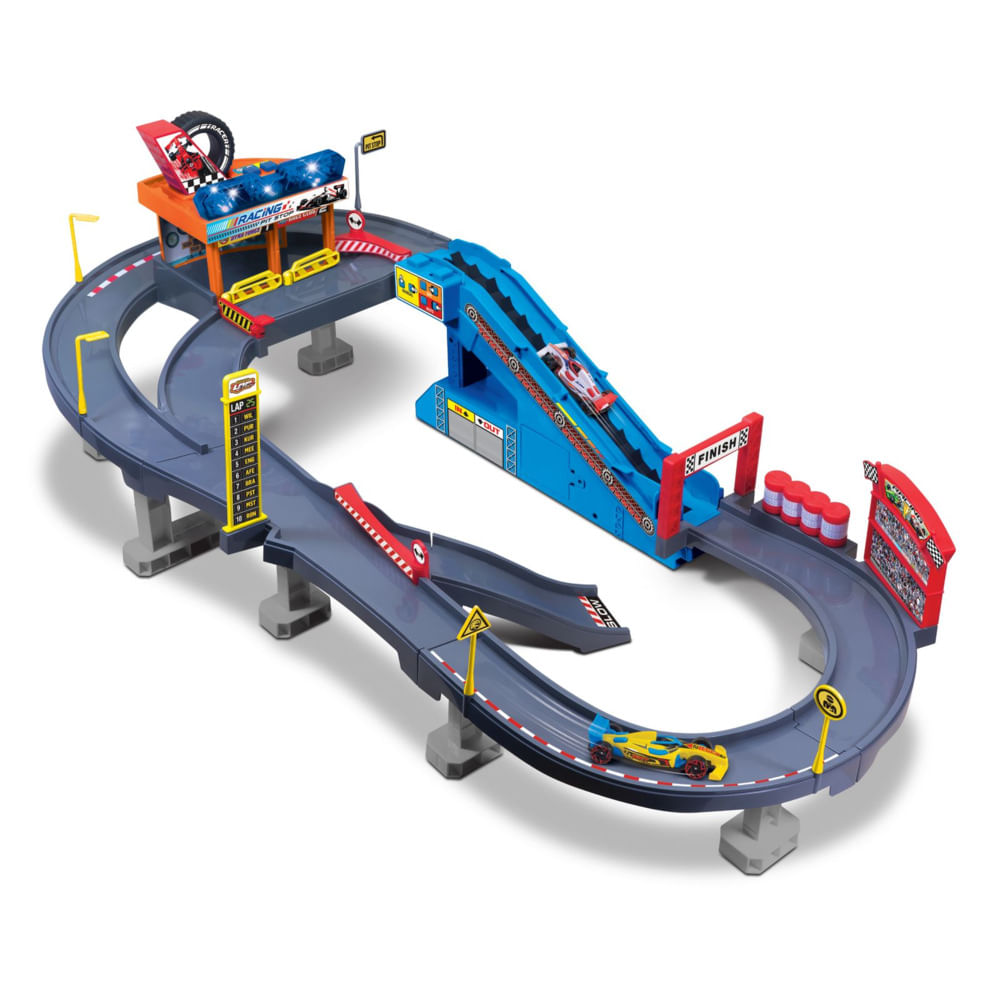 Express Wheels Set Pista de Carreras Juego Paradas L & S Pit Stop Temática F1