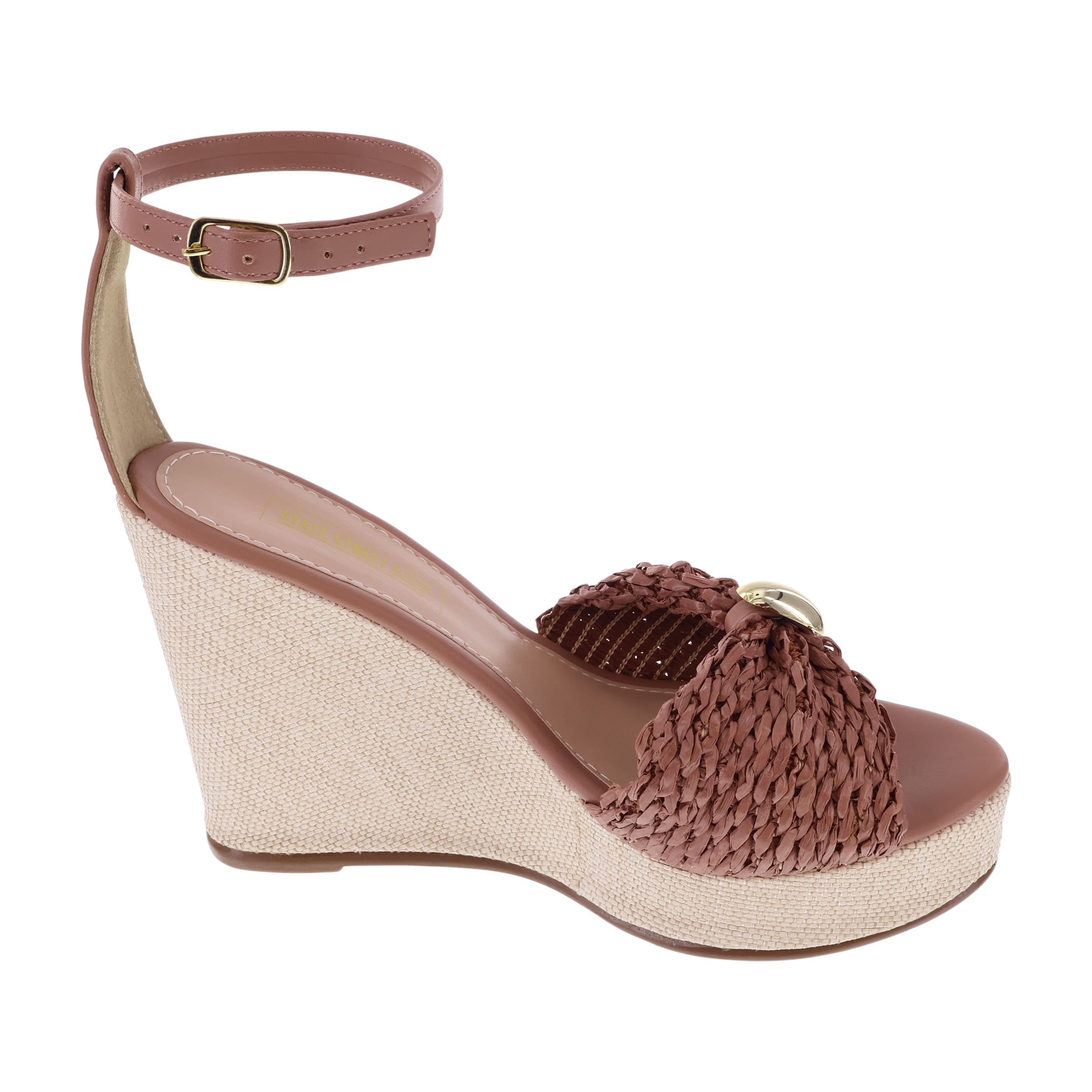 Sandalias Belem Con Taco Tipo Cuña Para Mujer Café Medio State Street 211278 Talla: 7.5