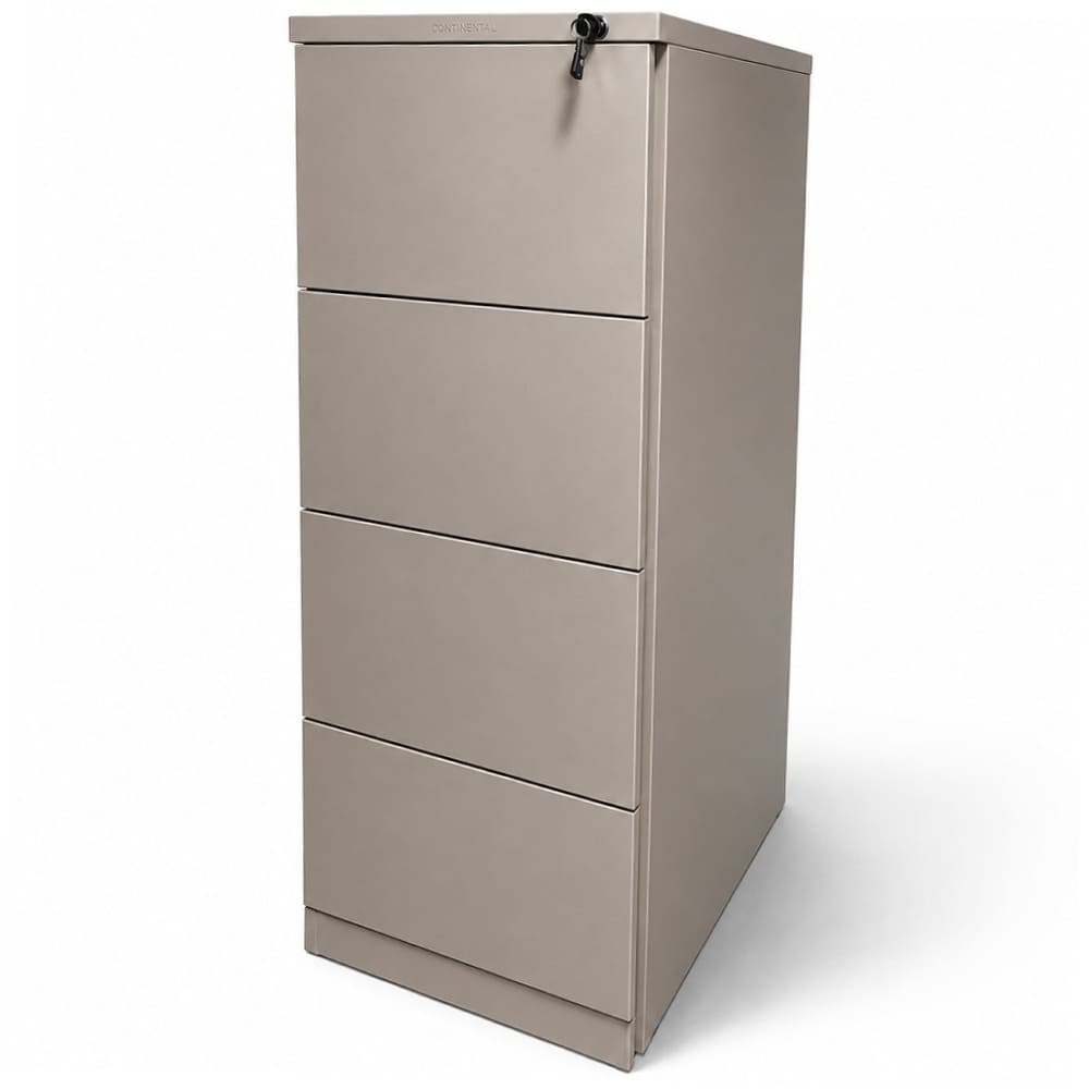 Archivero metálico de cuatro gavetas con llave para oficina taupe