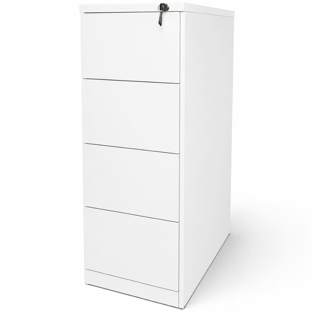 Archivero metálico de cuatro gavetas con llave para oficina blanco