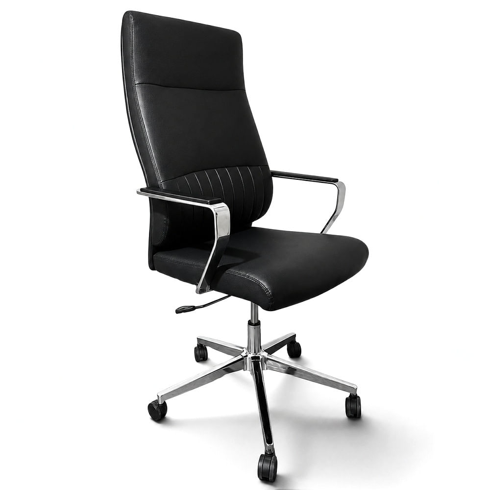 Silla ejecutiva de polipiel con brazos fijos