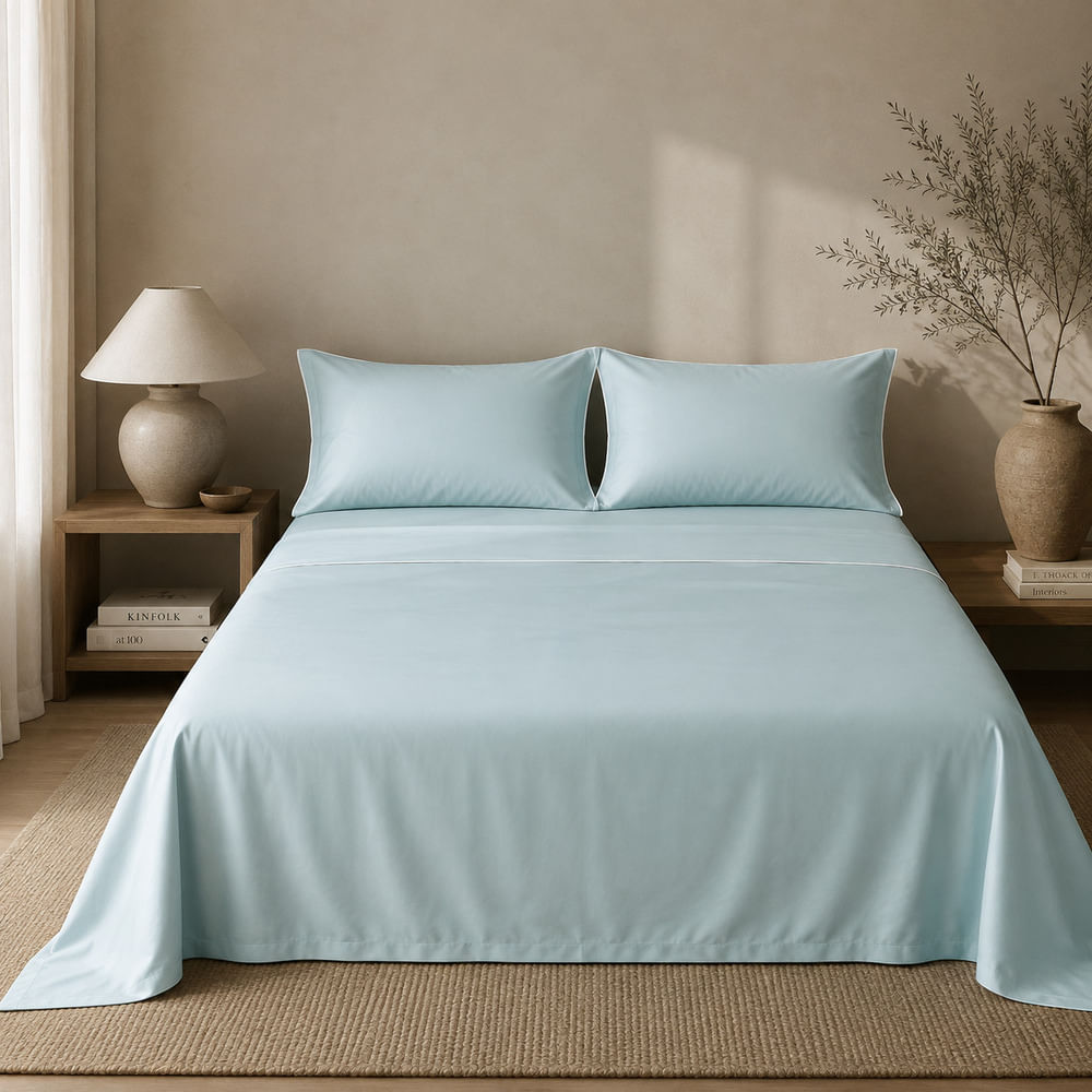 Set De Sábana De Bambú Lyocell Light Blue King size