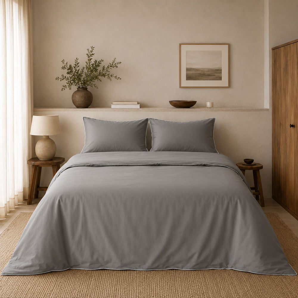 Duvet Cover De Bambú Lyocell Light Grey King / Cal King