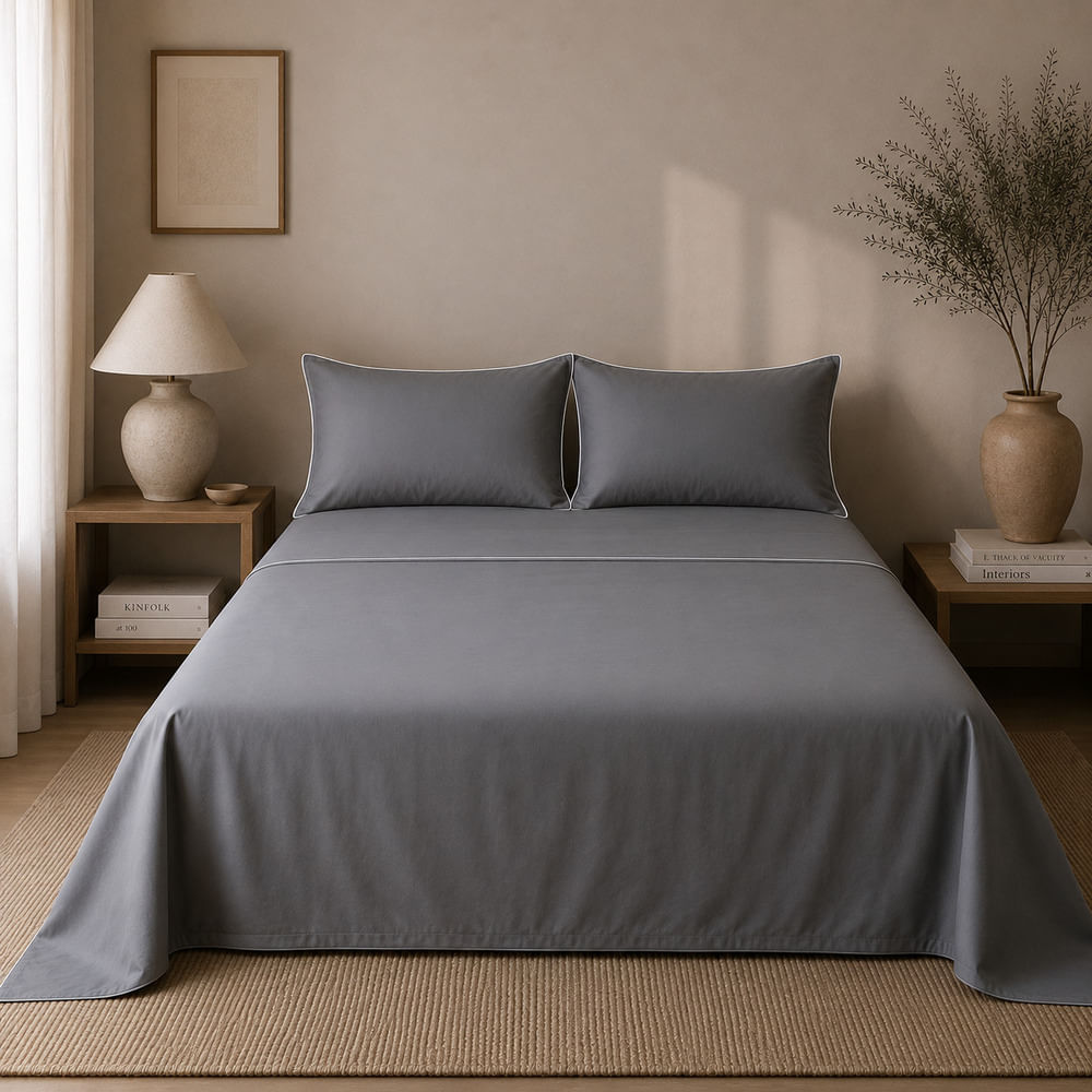 Set De Sábana De Bambú Lyocell Dark Grey King size