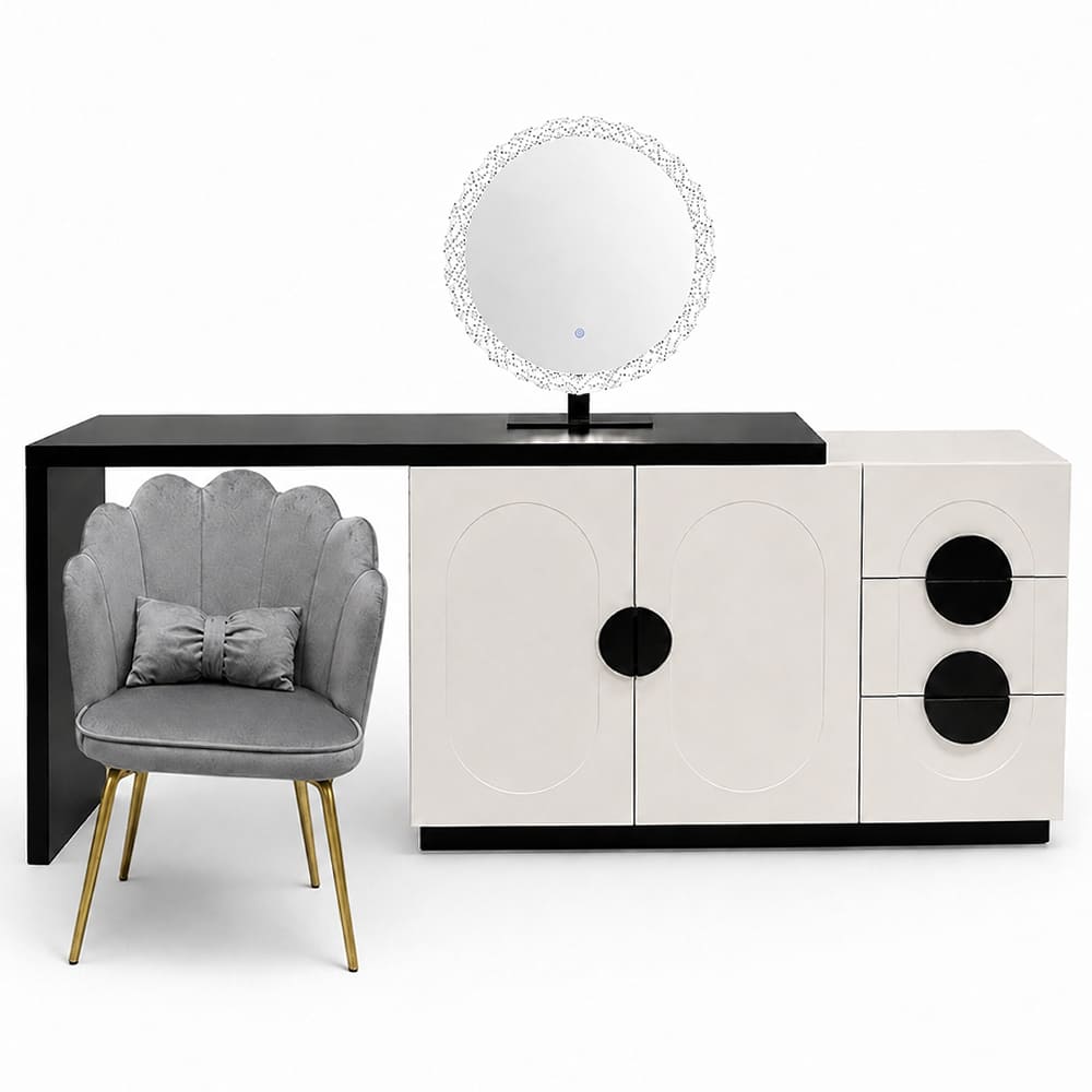 Tocador modular con silla gris