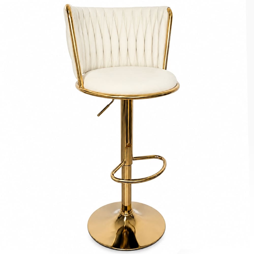 Silla tipo bar redonda para salon y hogar color blanca